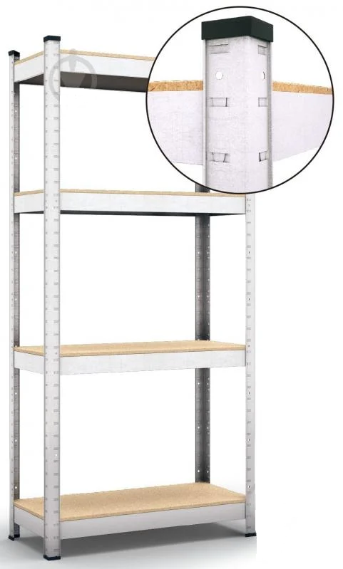 Стелаж 1600x800x300 мм Меткас Бюджет МДФ полиці 4 шт. цинкований (40535441)